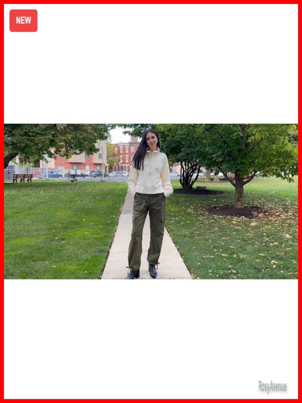 High Waisted Cargo Pants Y2K Streetwear Baggy Stretchy 6 Pockets Drawstring - Picture 5 of 6